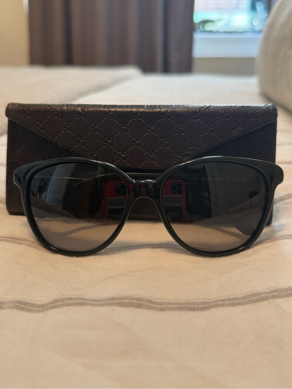 Gucci Black Sunglasses with Brown Embossed Case